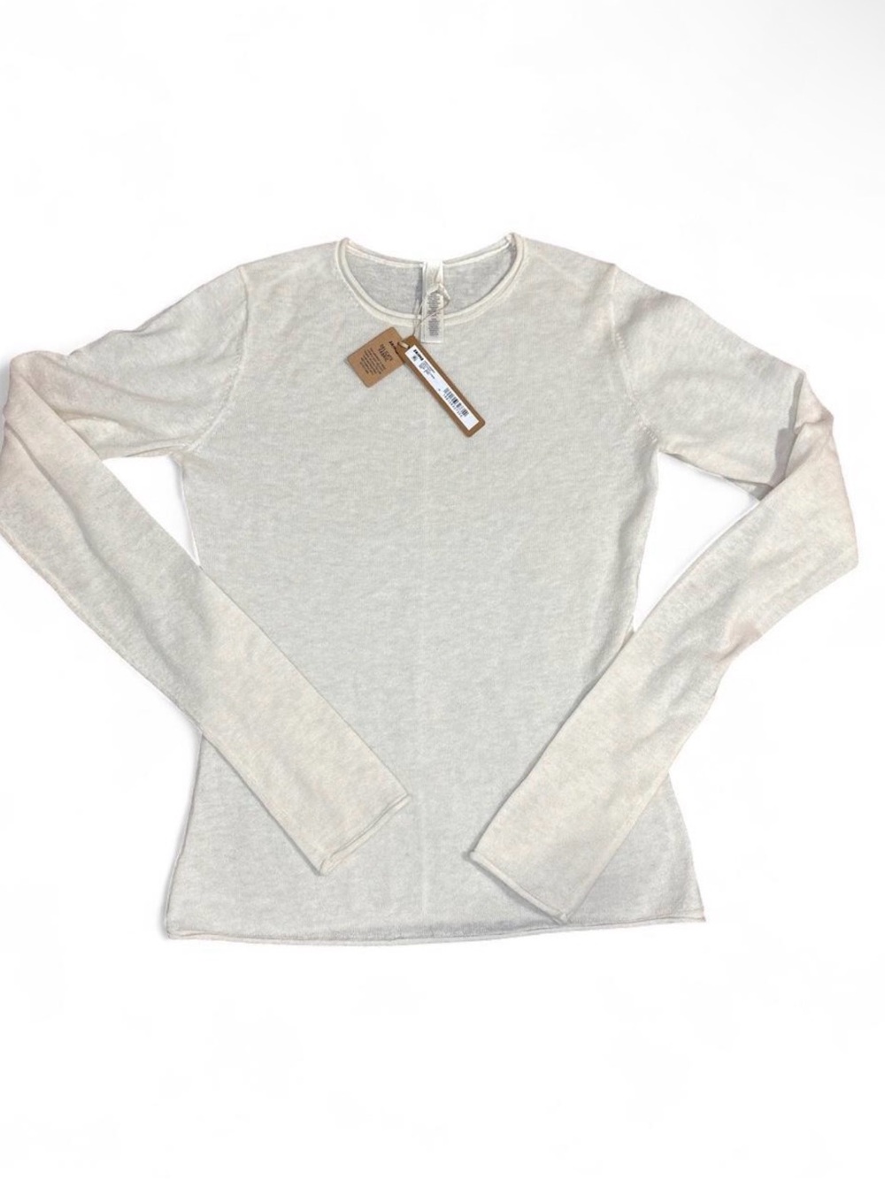 SKIMS Sheer cashmere long sleeve in color egret  - Cream